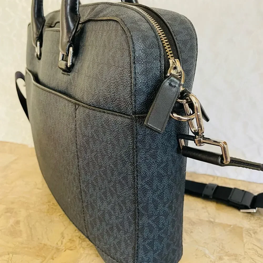 MICHAEL KORS Harrison blue/navy leather briefcass